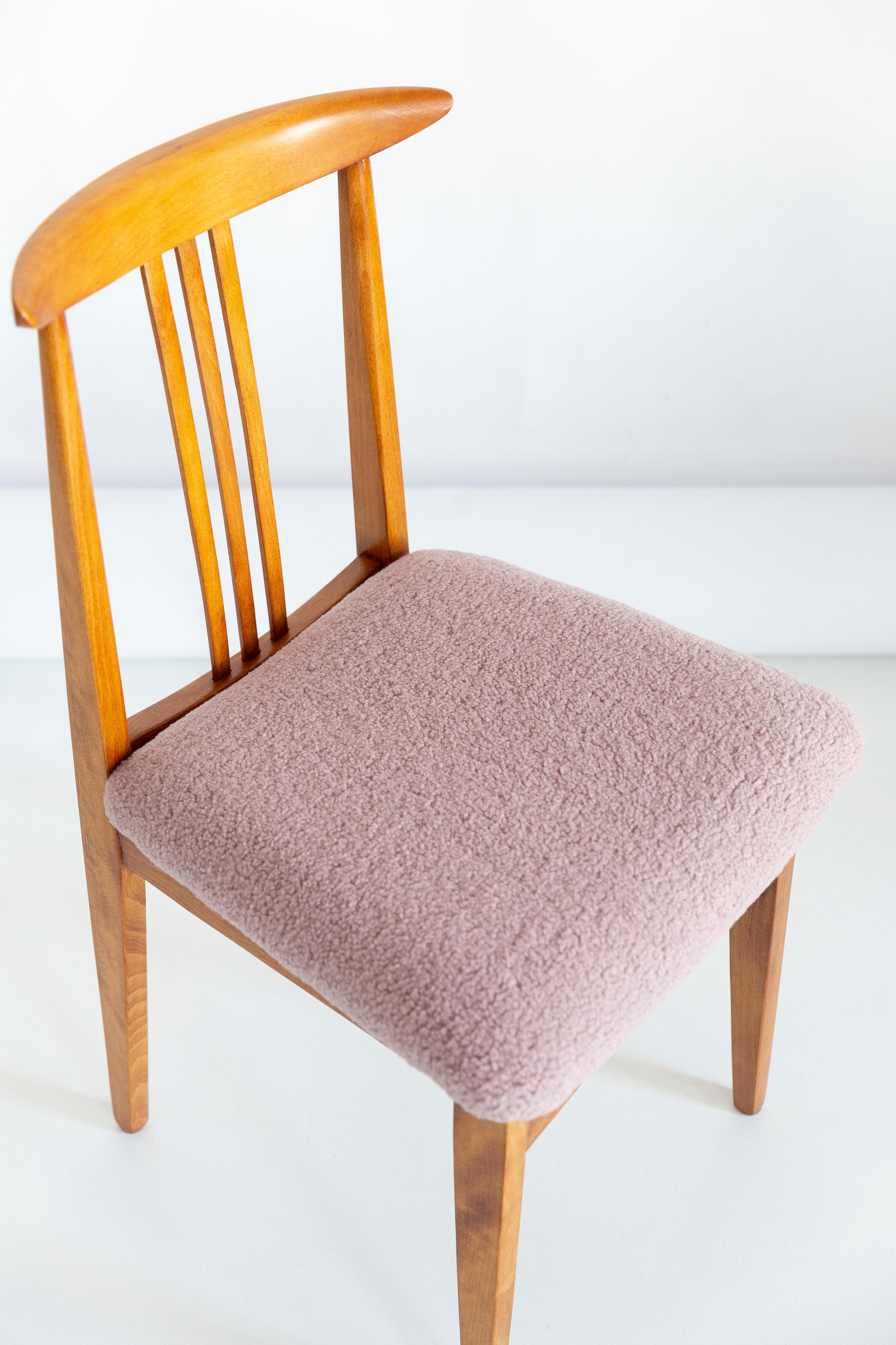 Set di sedici sedie in bouclé rosa di metà secolo, di Zielinski, Polonia, anni '60 In condizioni ottime in vendita a 05-080 Hornowek, PL
