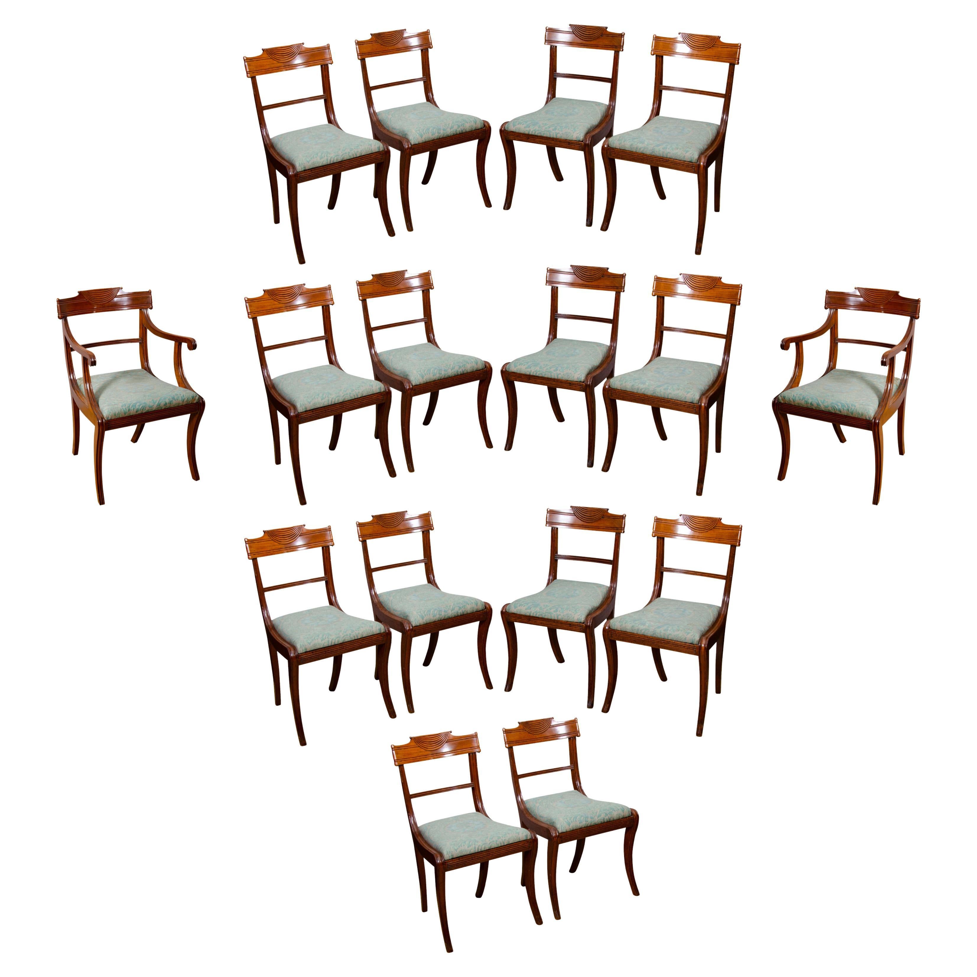 Set of Sixteen Regency Mahogany Dining Chairs