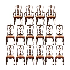 Set Of Sixteen Vintage Mahogany Georgian Style Dining Chairs