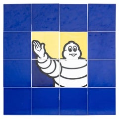 Set of Sixteen Vintage Michelin Man Tiles, circa 1960