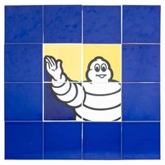 Set of Sixteen Vintage Michelin Man Tiles, circa 1960