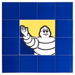Set of Sixteen Vintage Michelin Man Tiles, circa 1960