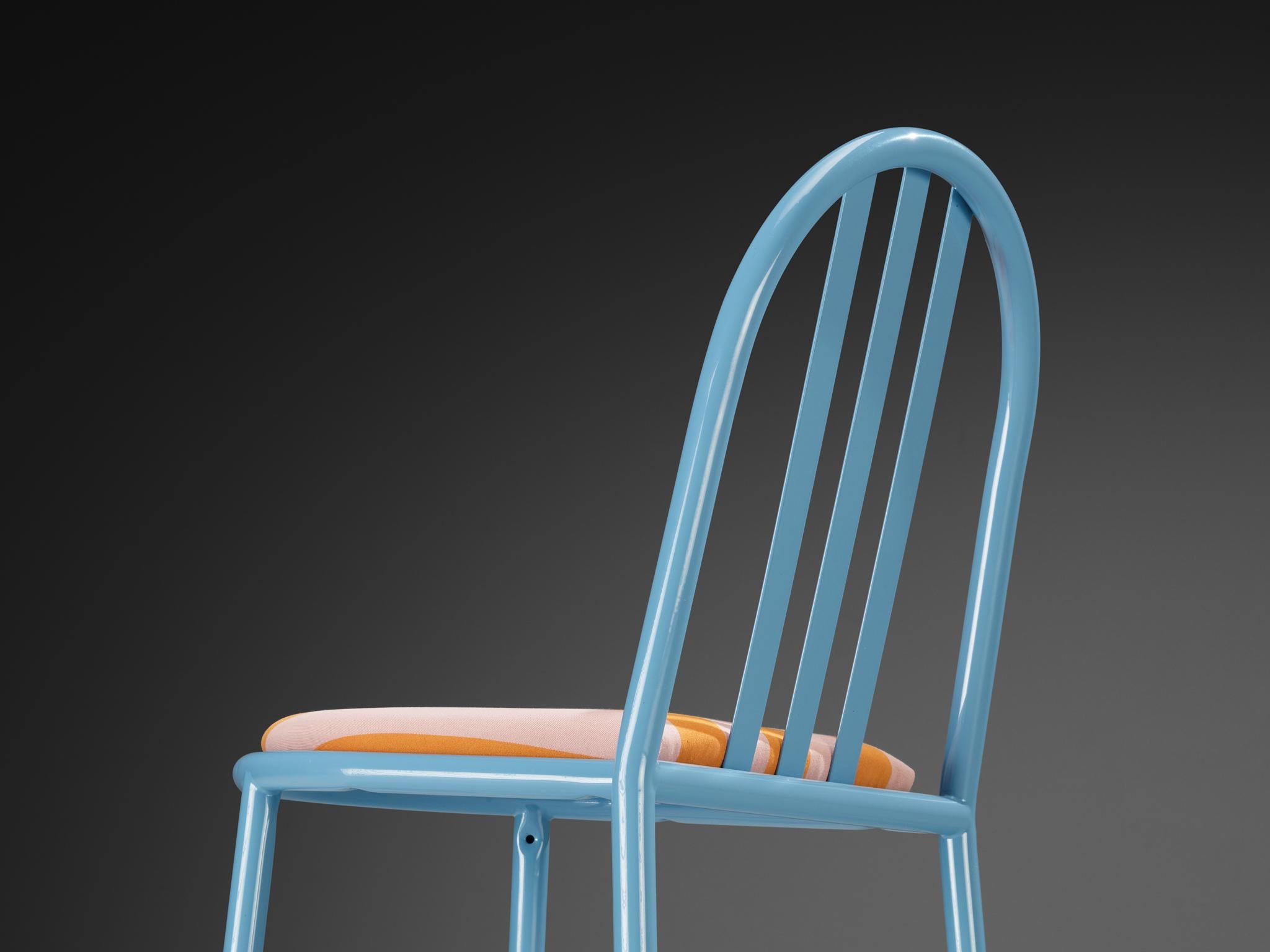 Set of Sky Blue Tubular Steel Chairs by Robert Mallet-Stevens For Sale 4