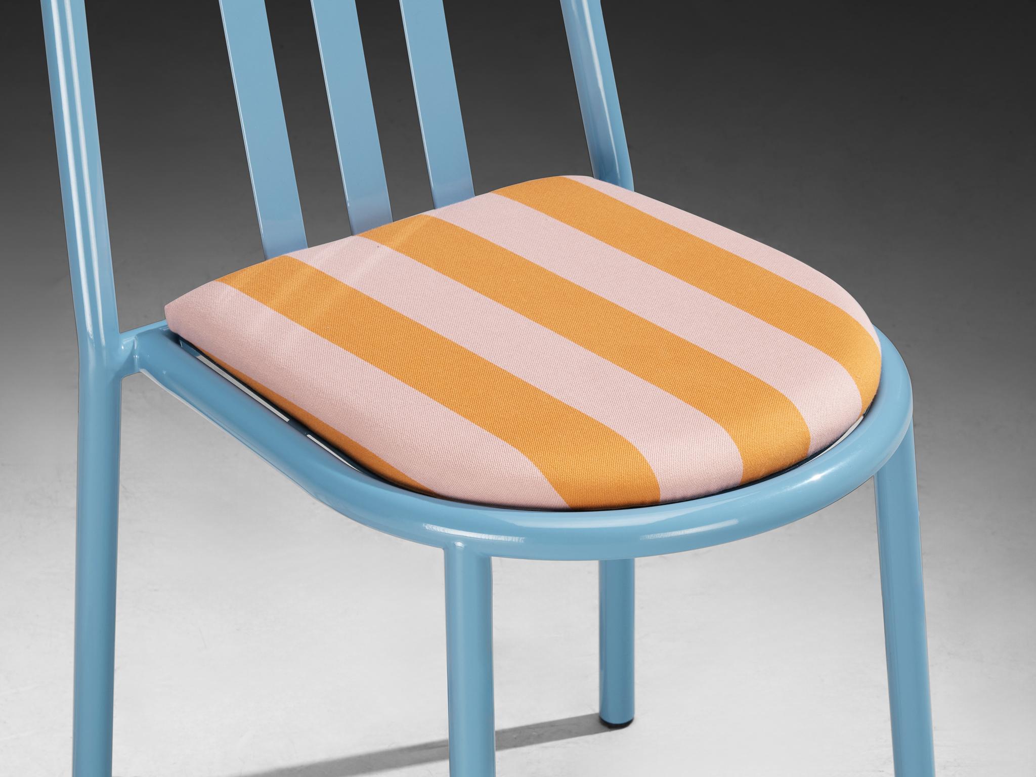 Set of Sky Blue Tubular Steel Chairs by Robert Mallet-Stevens For Sale 6