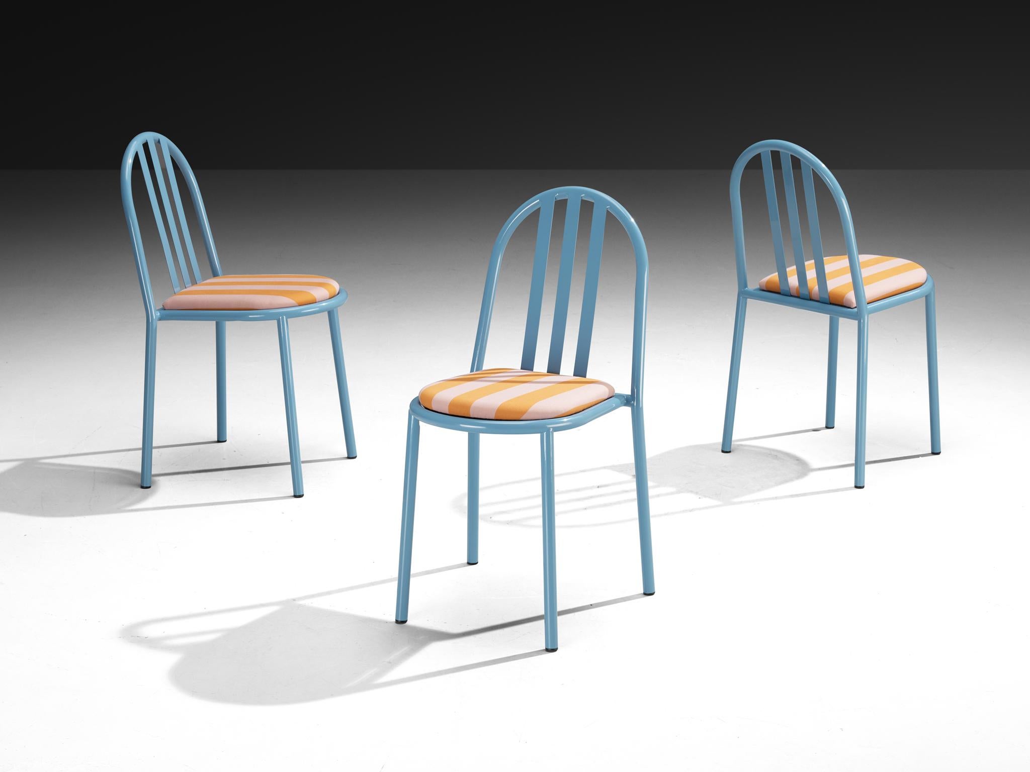 Mid-Century Modern Set of Sky Blue Tubular Steel Chairs by Robert Mallet-Stevens For Sale