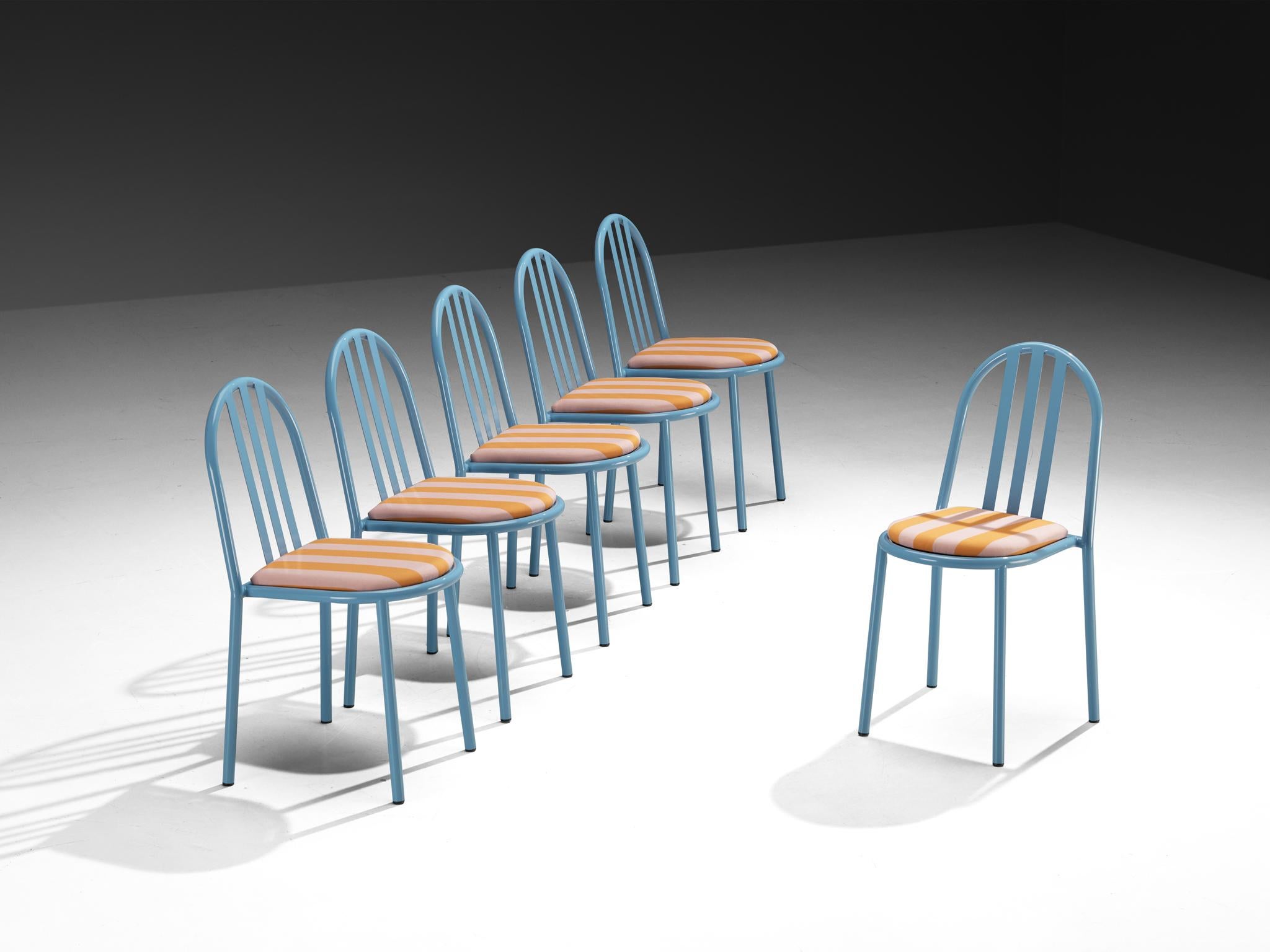 Set of Sky Blue Tubular Steel Chairs by Robert Mallet-Stevens In Good Condition For Sale In Waalwijk, NL