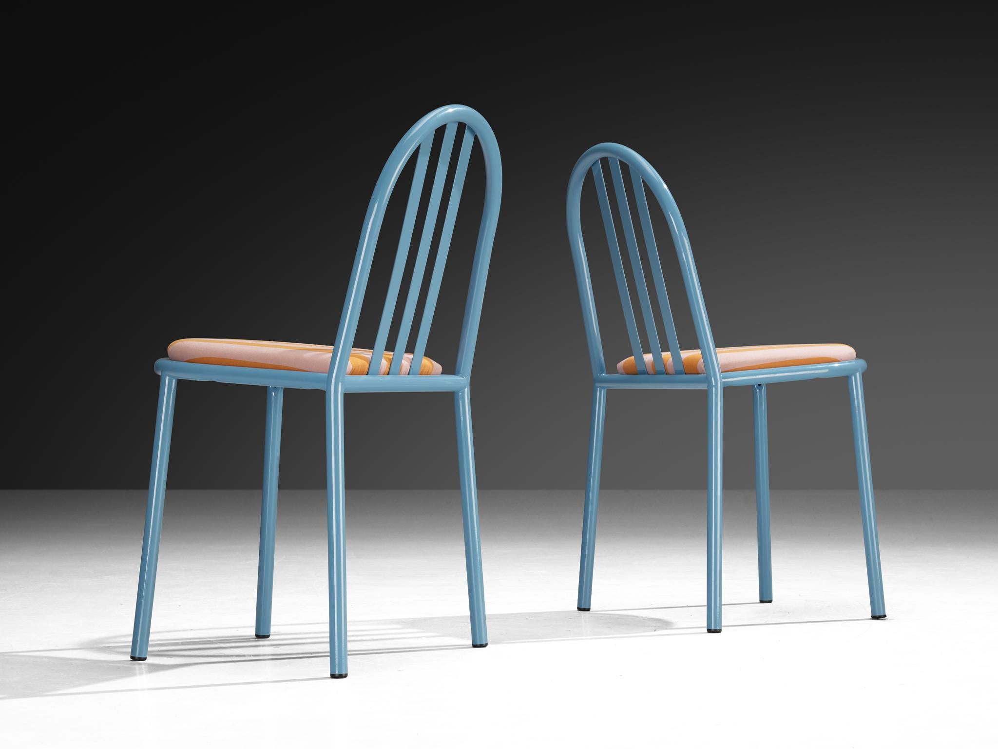 Early 20th Century Set of Sky Blue Tubular Steel Chairs by Robert Mallet-Stevens For Sale