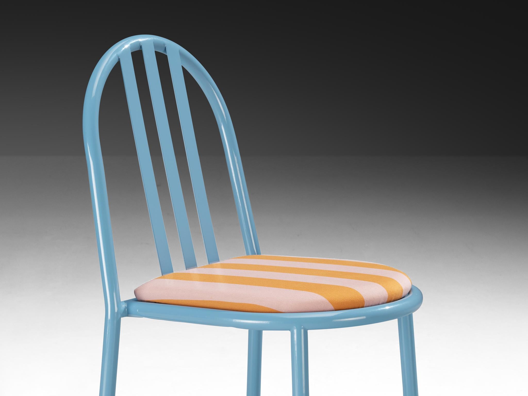 Set of Sky Blue Tubular Steel Chairs by Robert Mallet-Stevens For Sale 1