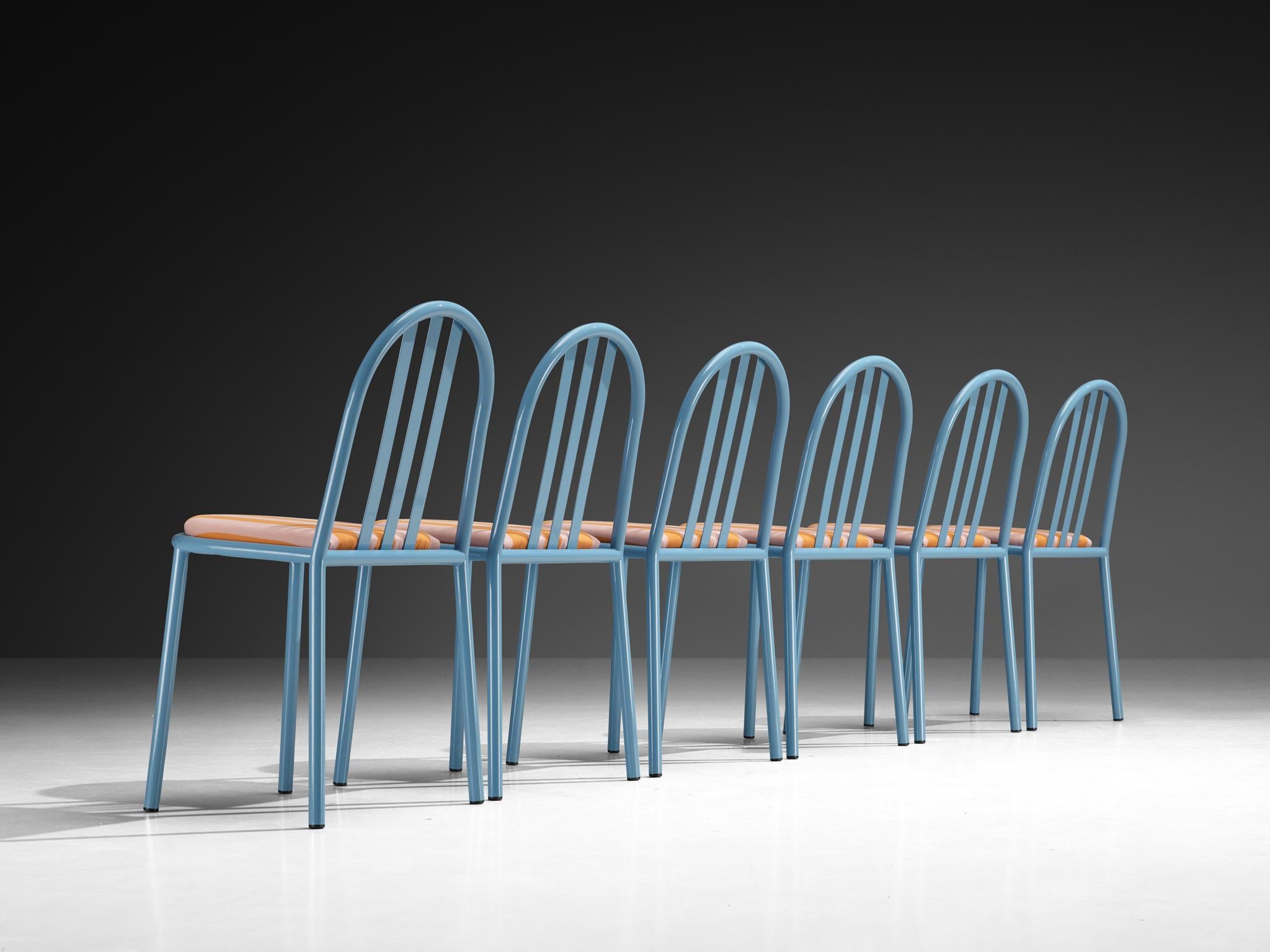 Set of Sky Blue Tubular Steel Chairs by Robert Mallet-Stevens For Sale 2