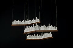 Set of Skyline, White Quartz Pendant Lamps by Aver