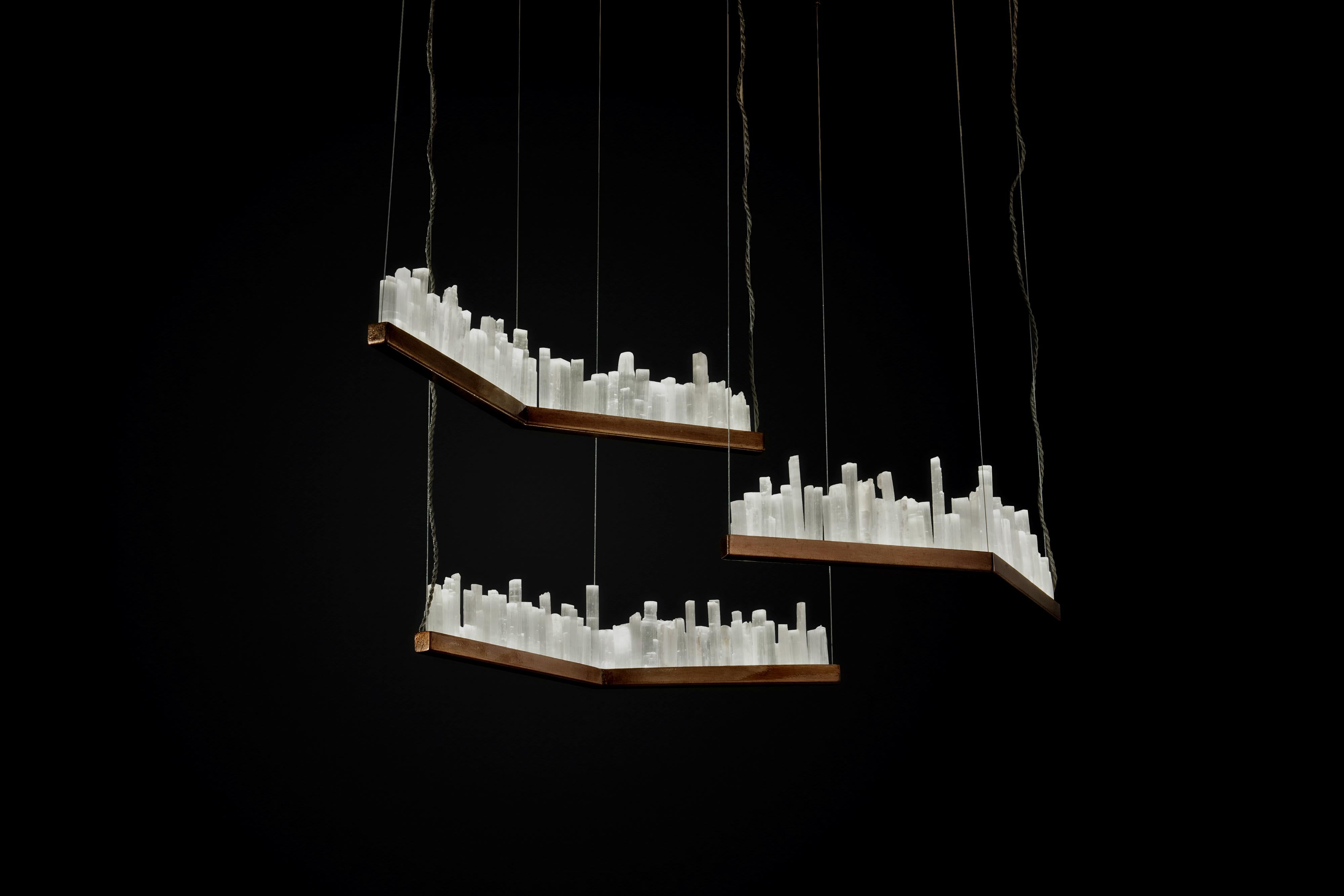 Set of Skyline, White Quartz Pendant Lamps by Aver In New Condition For Sale In Geneve, CH