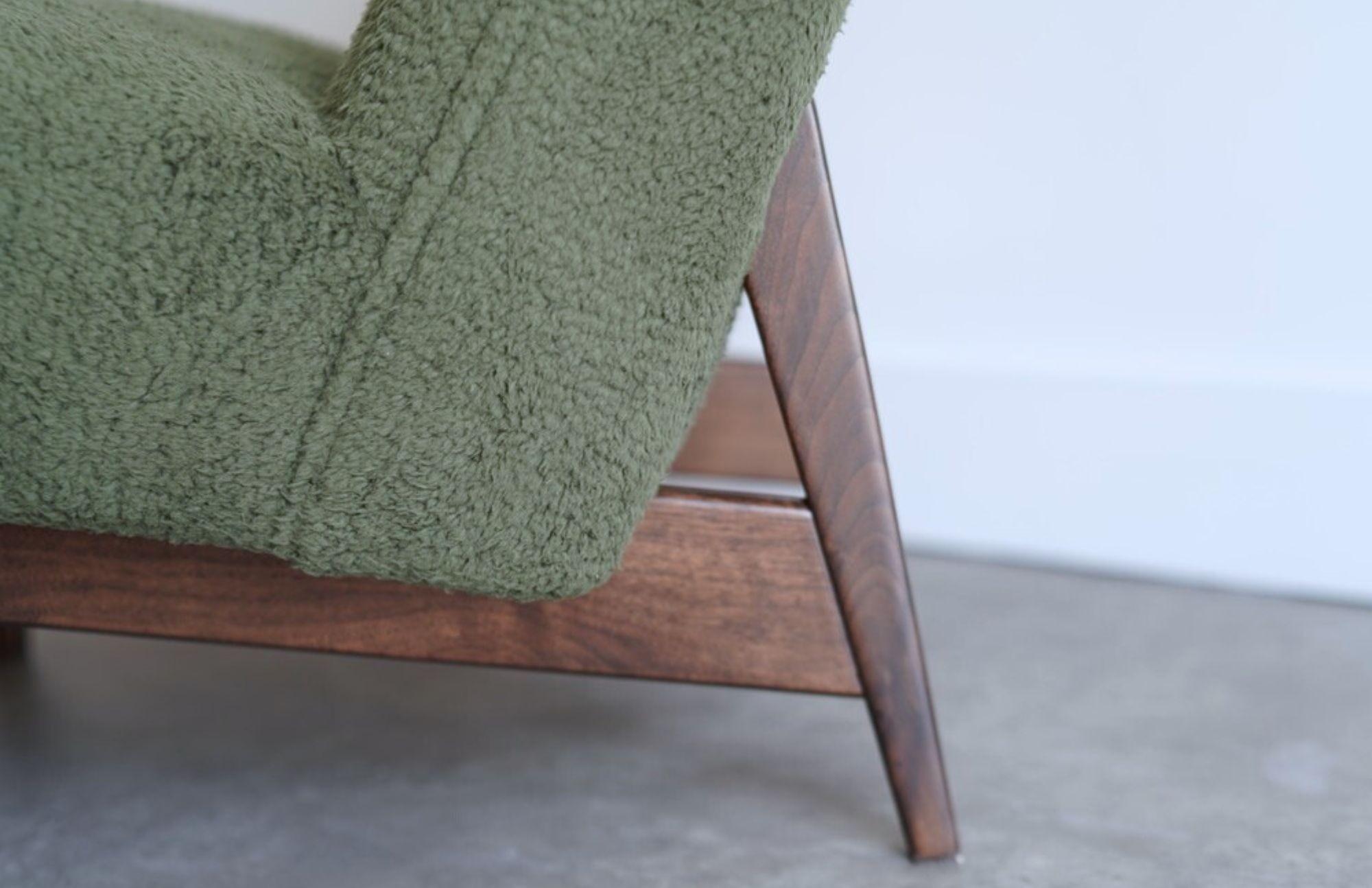 Set of Slipper Chairs by Jens Risom in Teddy Wool , C. 1950s For Sale 4