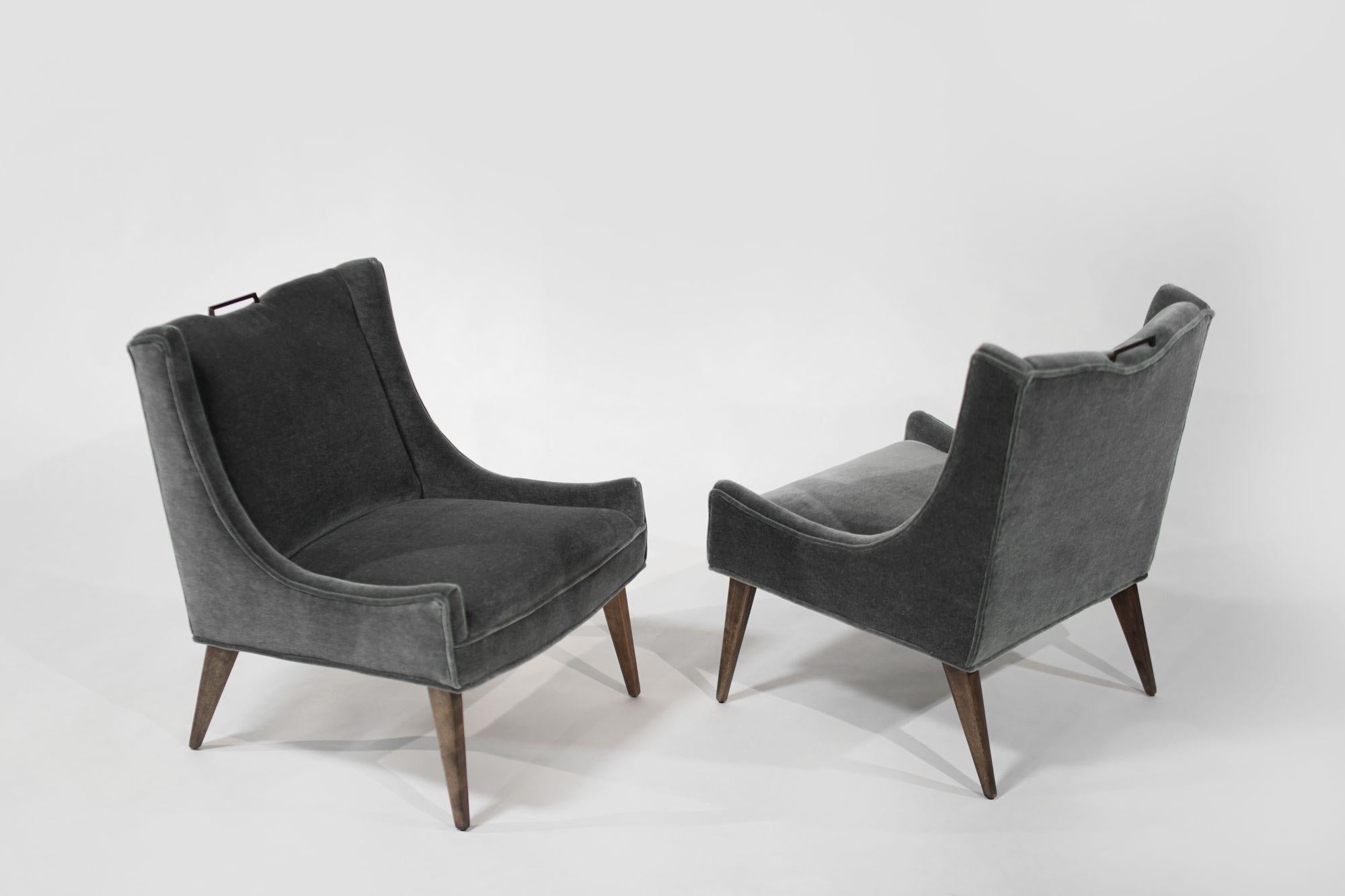 Mid-Century Modern Set of Slipper Chairs by Selig in Plush Mohair, C. 1950s For Sale