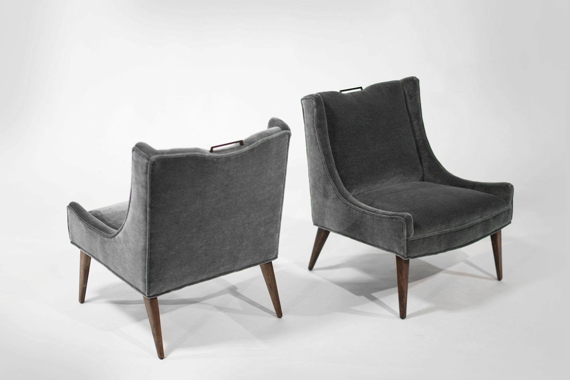 Set of Slipper Chairs by Selig in Plush Mohair, C. 1950s In Excellent Condition For Sale In Westport, CT