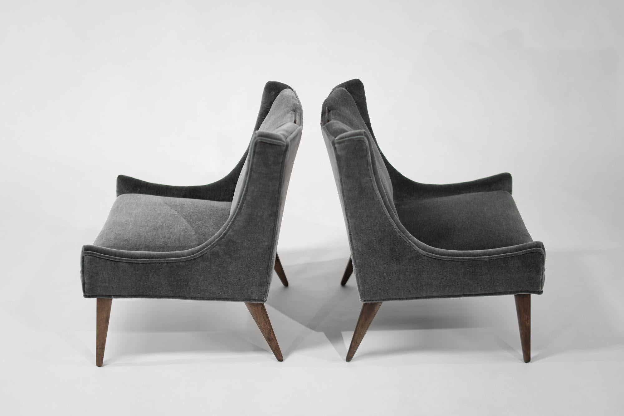 20th Century Set of Slipper Chairs by Selig in Plush Mohair, C. 1950s For Sale