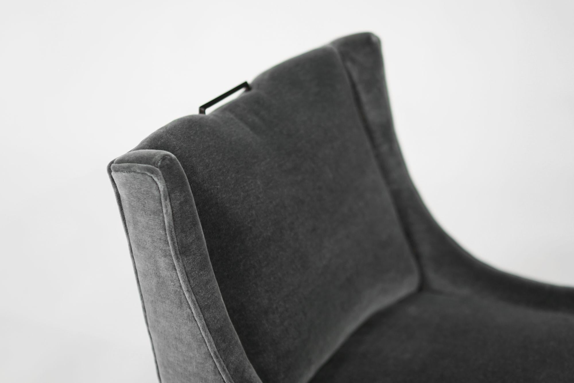 Bronze Set of Slipper Chairs by Selig in Plush Mohair, C. 1950s For Sale