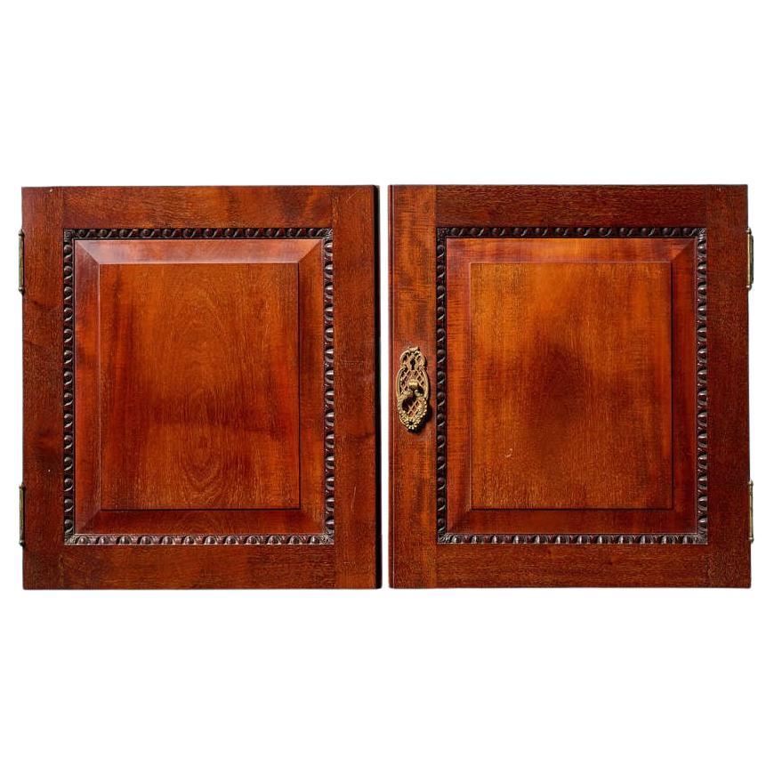 Set of Small Antique Mahogany Cabinet Doors For Sale