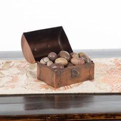 Set of Small Assorted Stone Shiva Linga from the Narmada River in Treasure Chest