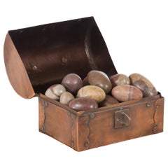Set of Small Assorted Stone Shiva Linga from the Narmada River in Treasure Chest
