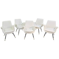 Set of Small Italian Armchairs in White Faux Leather