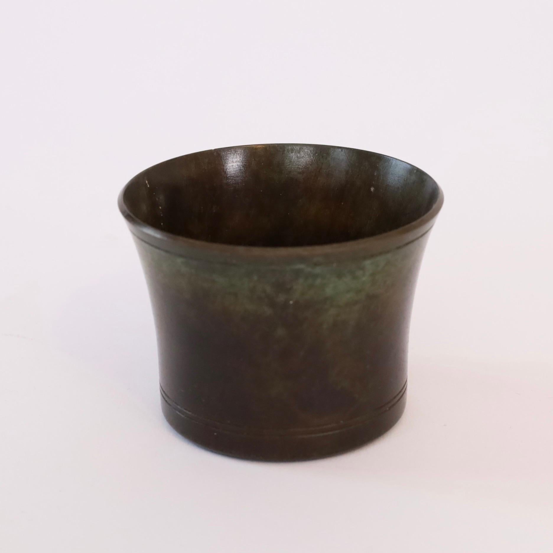 Set of small Just Andersen bronze cigarette cups, 1920s, Denmark For Sale 1