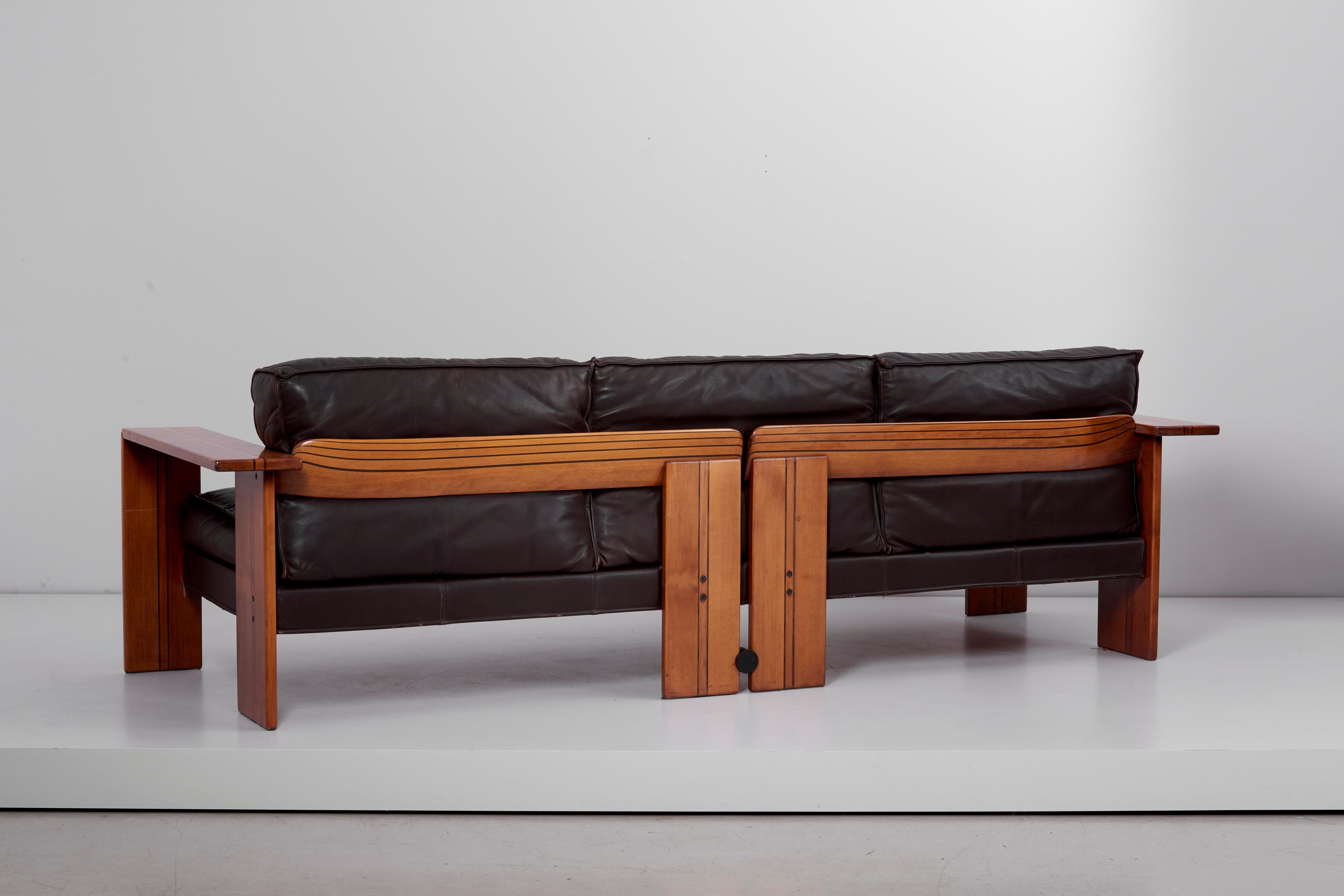 Leather Set of Sofa and Lounge Chair by Afra & Tobia Scarpa for Maxalto, Italy - 1970s