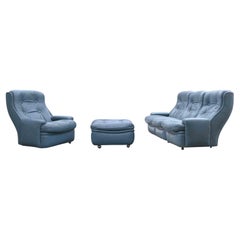 Set of Sofa, Armchair and Pouf by Michele Cadestin for Airbone, France 1970s