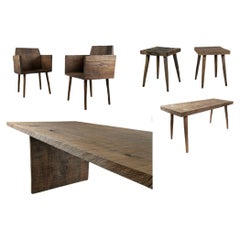 Ensemble de meubles Soha, 2 fauteuils, 2 tabourets, 1 banc, 1 plateau de table