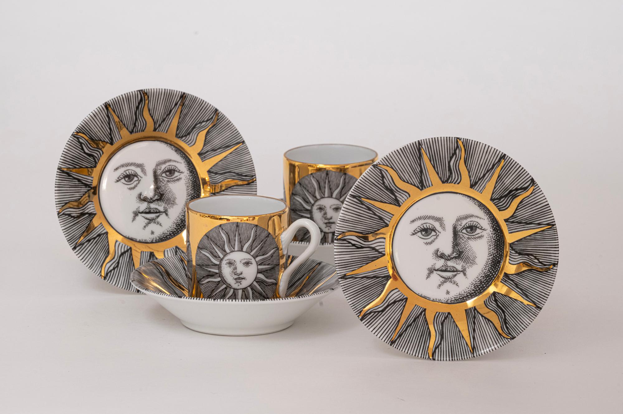 Juego de tazas y platillos Sol y Luna 