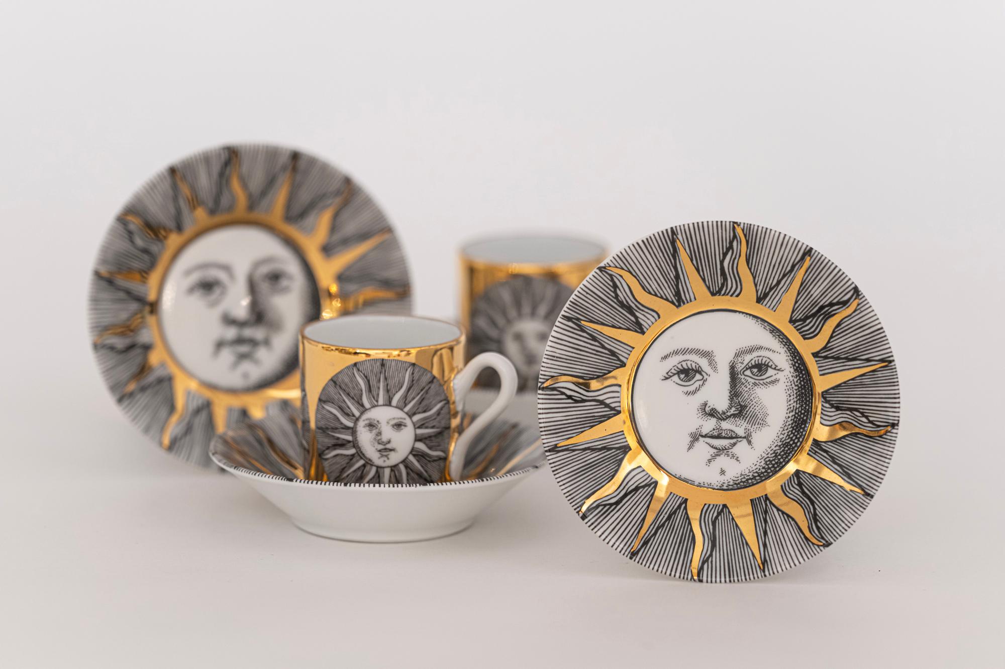 Juego de tazas y platillos Sol y Luna 