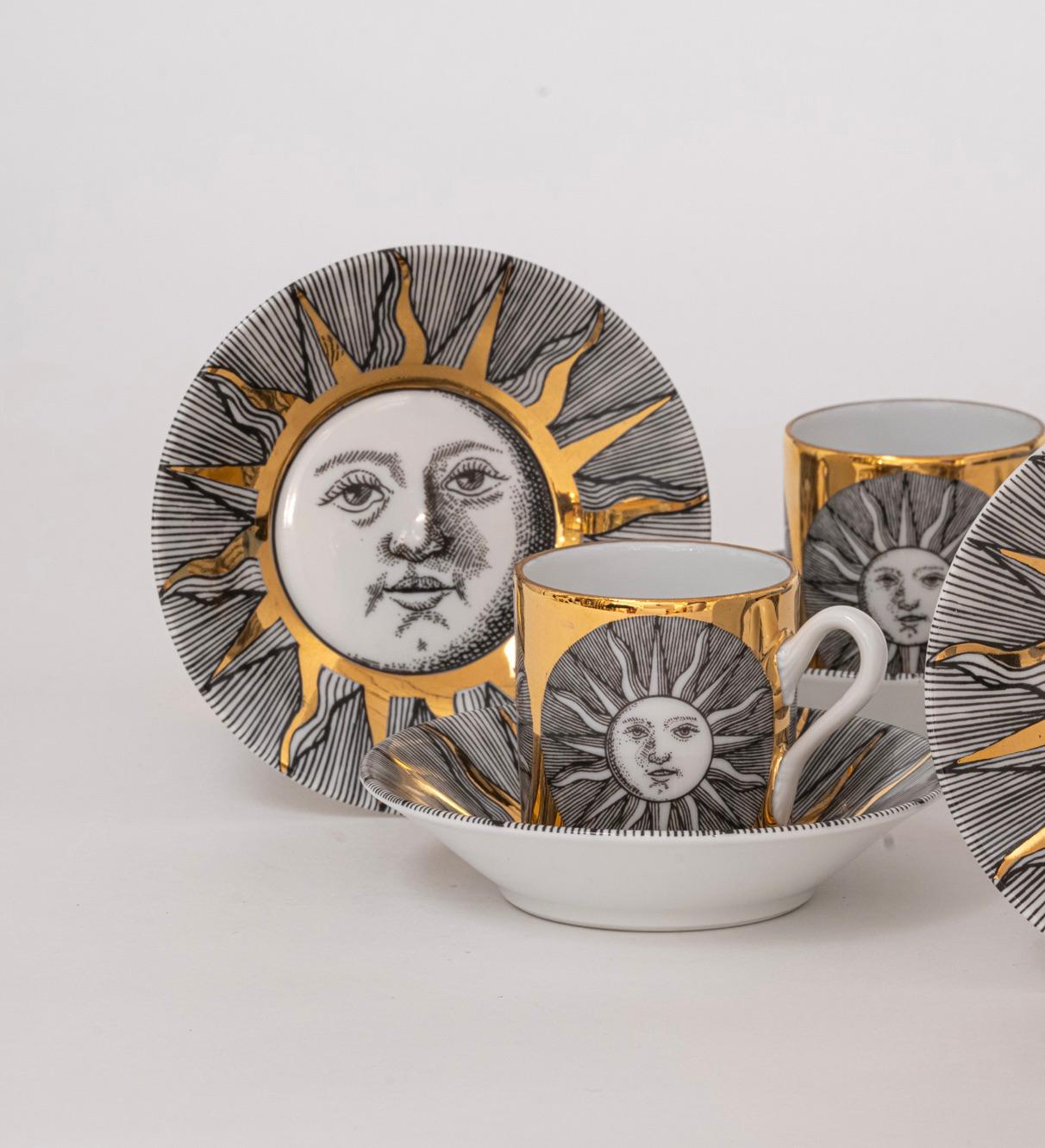 Juego de tazas y platillos Sol y Luna 