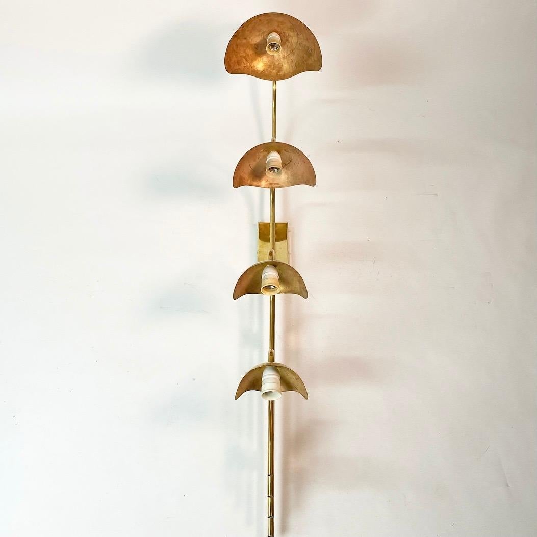 Set of Solid Brass Floral Wall Lamps Attributed Palle Suenson, Denmark, 1940s 6
