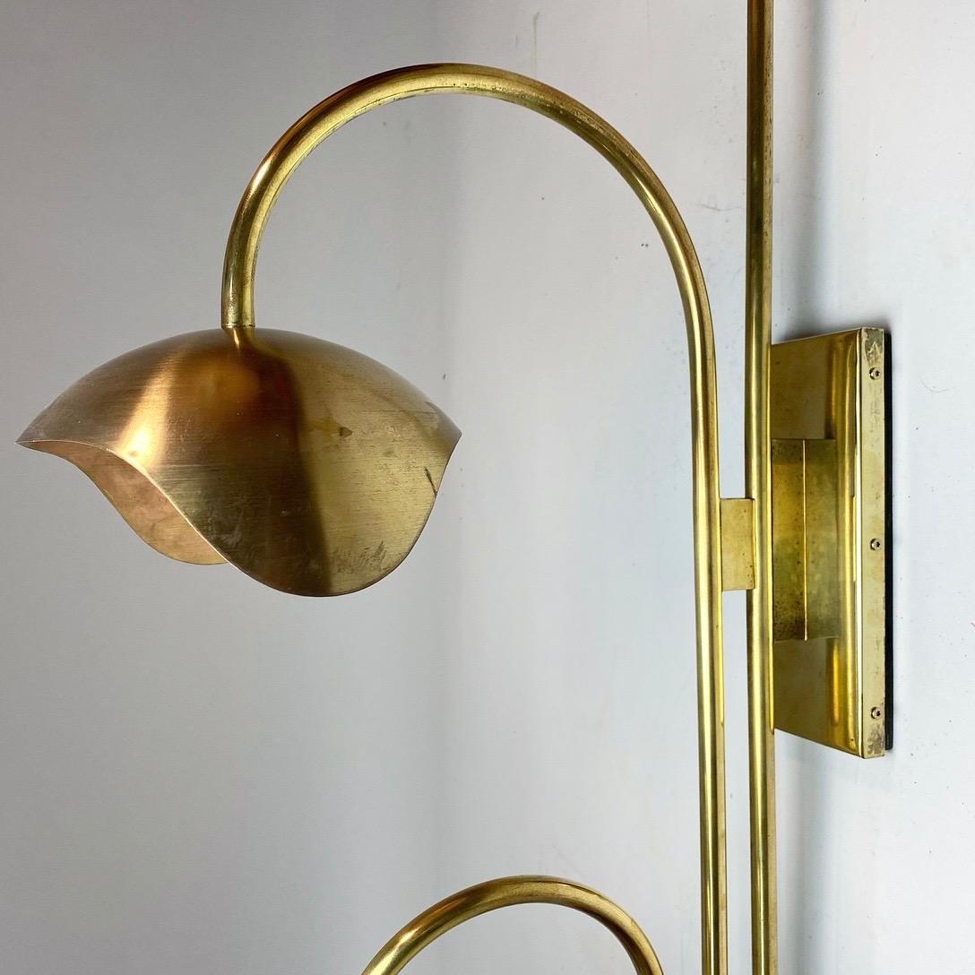 Set of Solid Brass Floral Wall Lamps Attributed Palle Suenson, Denmark, 1940s In Good Condition In Haderslev, DK