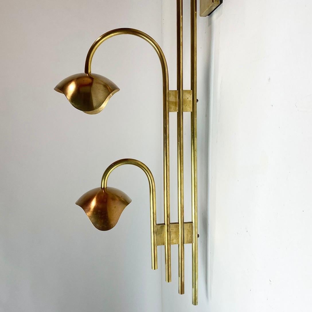 Set of Solid Brass Floral Wall Lamps Attributed Palle Suenson, Denmark, 1940s 3