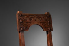 Set of solid oak and wicker chairs, carved Savina Joseph style