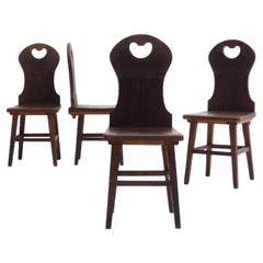 Ensemble de chaises de ferme ou de montagne en chêne massif des Pays-Bas