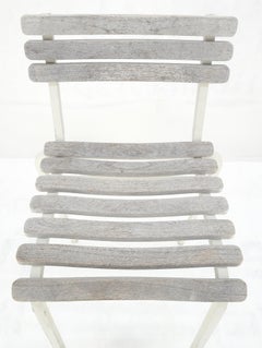 Set of Solid Teak 7 Aluminum Italian Outdoor Bar Stools