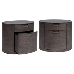 Modern Pair of Bedside Tables in Grey Oak Wood by Antonio Citterio, Maxalto