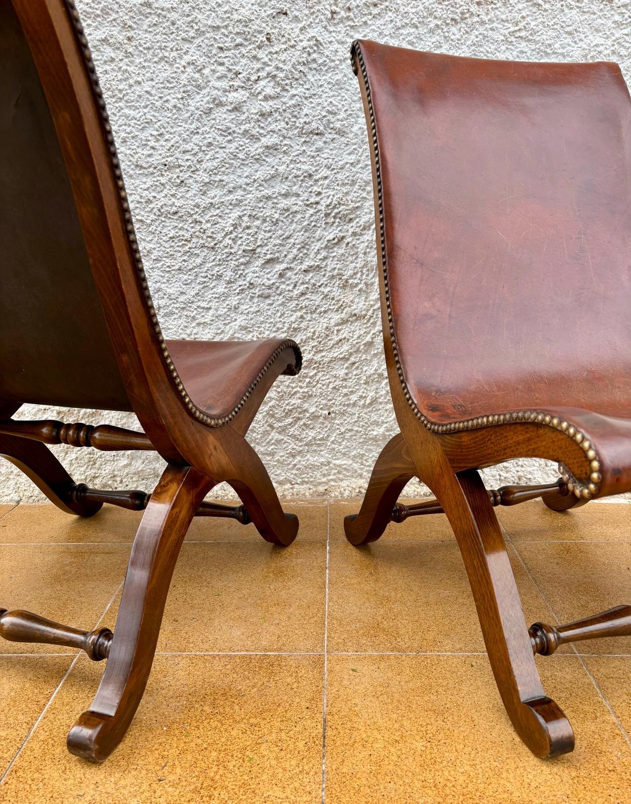 Pelle Set di poltroncine in Oak di Pierre Lottier per Valenti, anni '50 in vendita