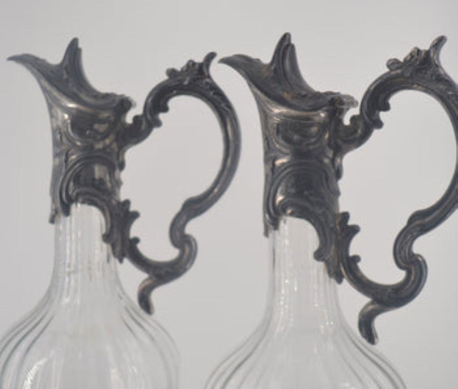 French Provincial Set of Specter and Glass Decanters For Sale