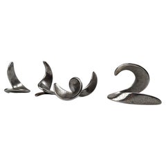 Set of Spiral Sculptures in Steel Signed by the Artist, 1980s