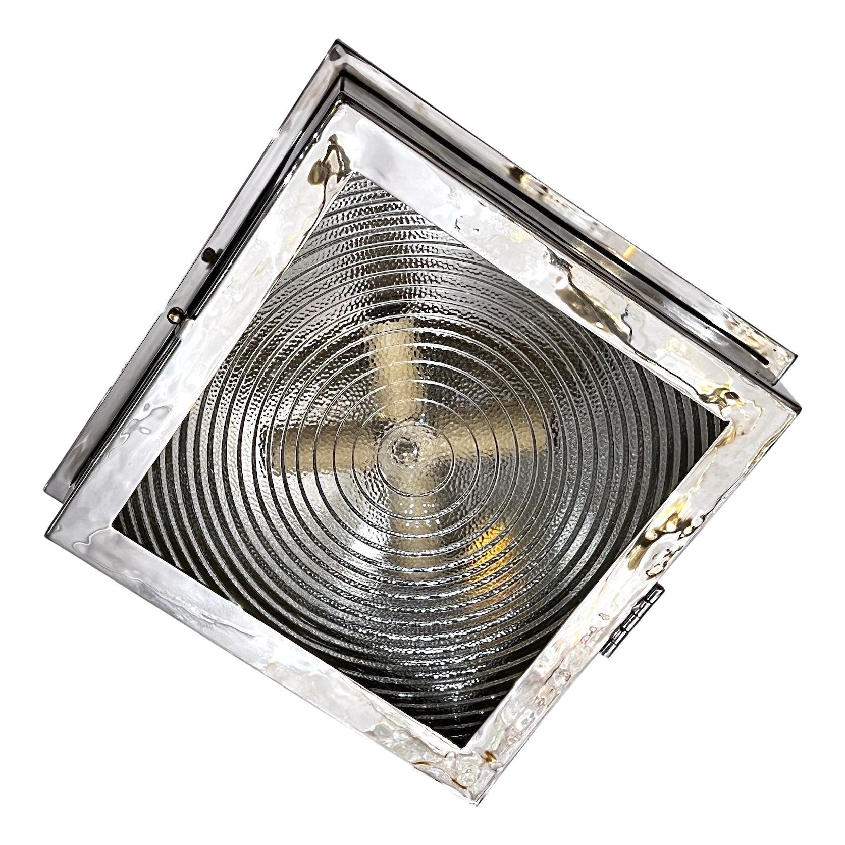 Glass Set of Square Flush Mounted Fixtures, Sold Individually For Sale