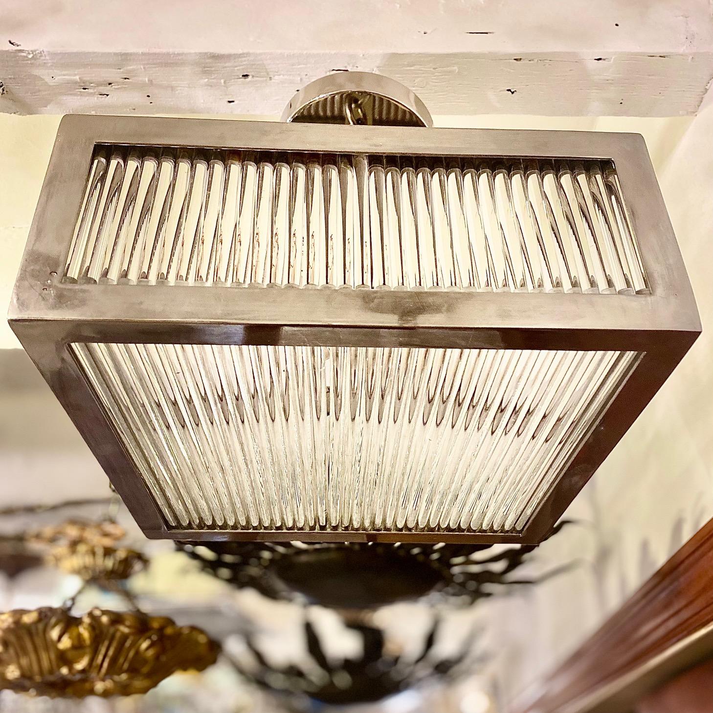 Plated Set of Square Glass Rods Fixtures, Sold Individually For Sale