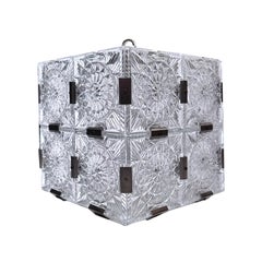 Set of Square Moderne Molded Glass Light Fixtures, Sold Individually