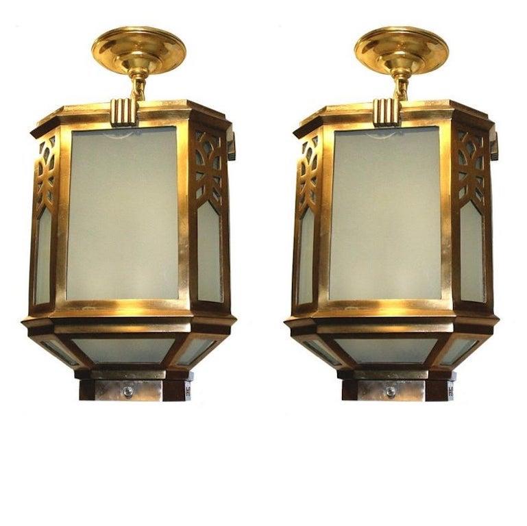 Set of Square Neoclassic Bronze Lanterns, Sold Individually For Sale 2