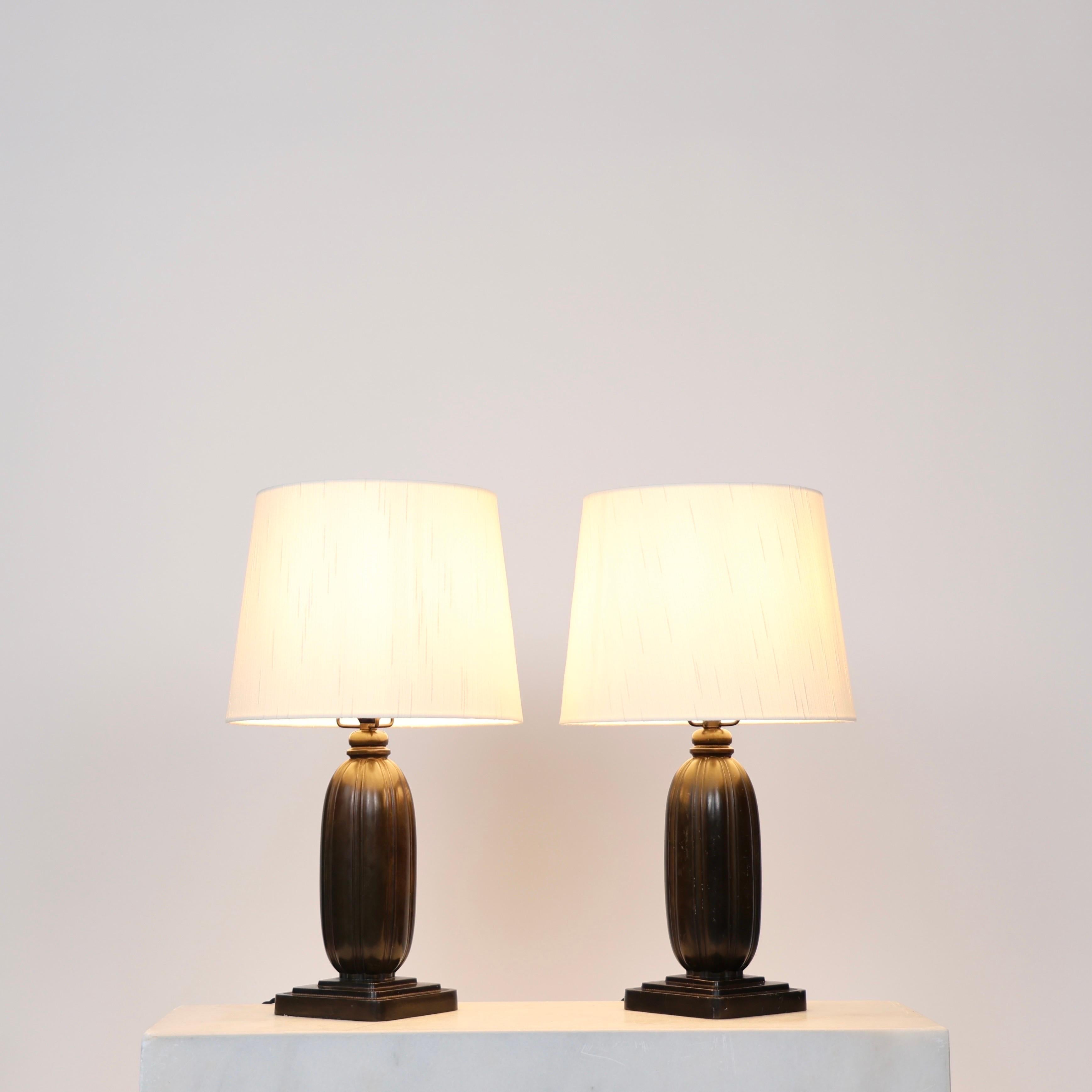 Set of Square Table Lamps by Just Andersen, 1930s, Denmark For Sale 7