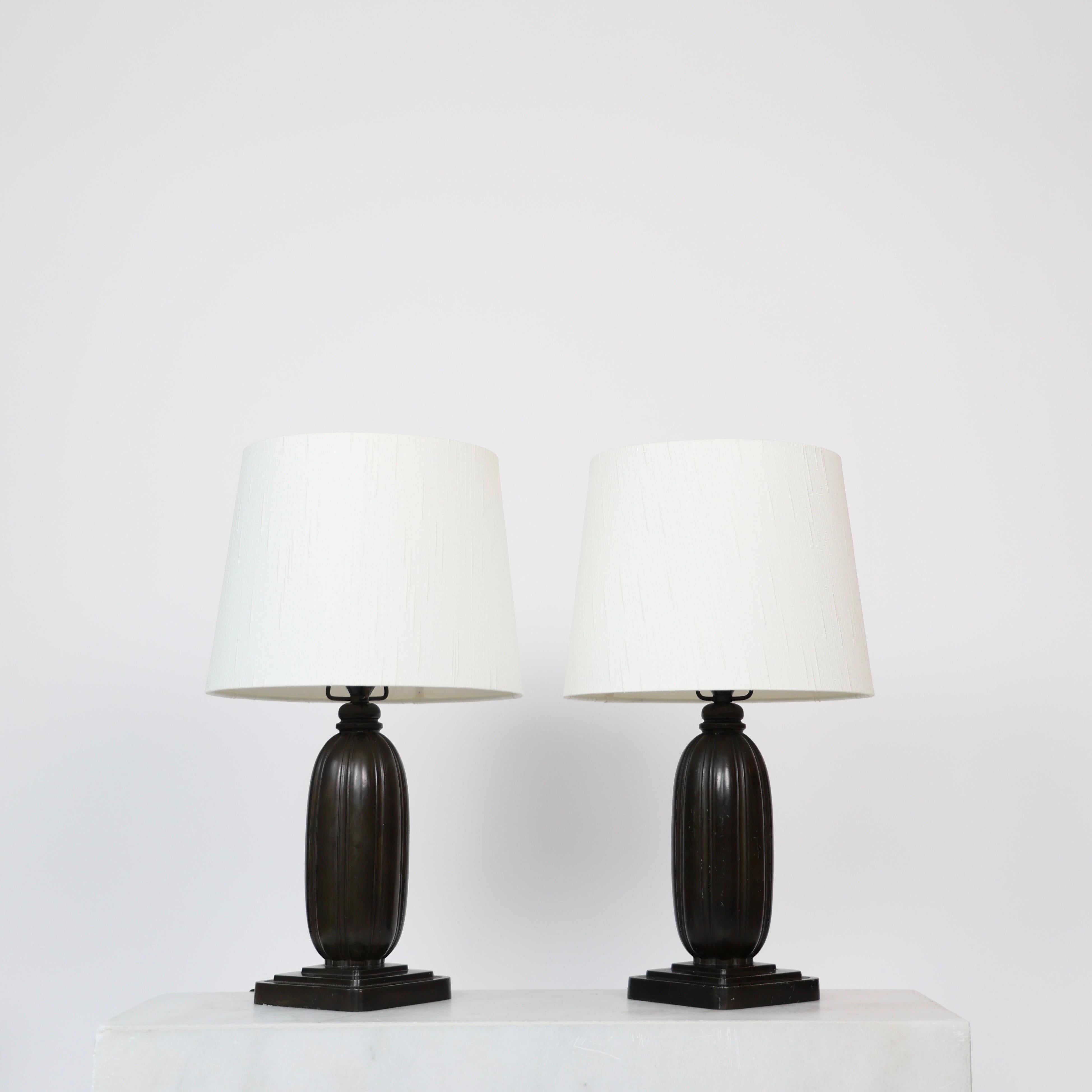 Danish Set of Square Table Lamps by Just Andersen, 1930s, Denmark For Sale
