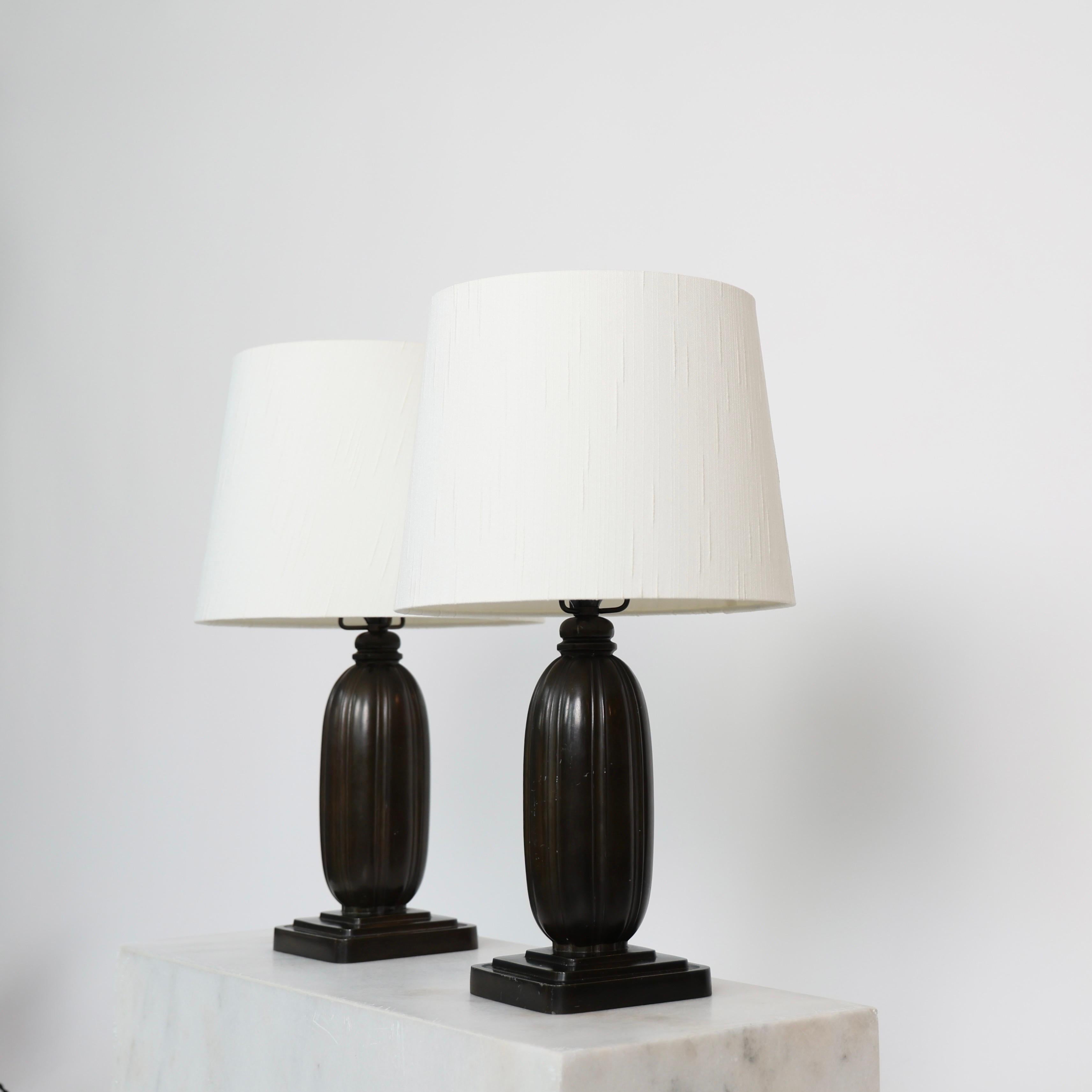 Mid-20th Century Set of Square Table Lamps by Just Andersen, 1930s, Denmark For Sale
