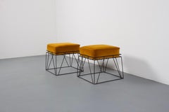Set of Square Verner Panton Wire Stools, 1960s