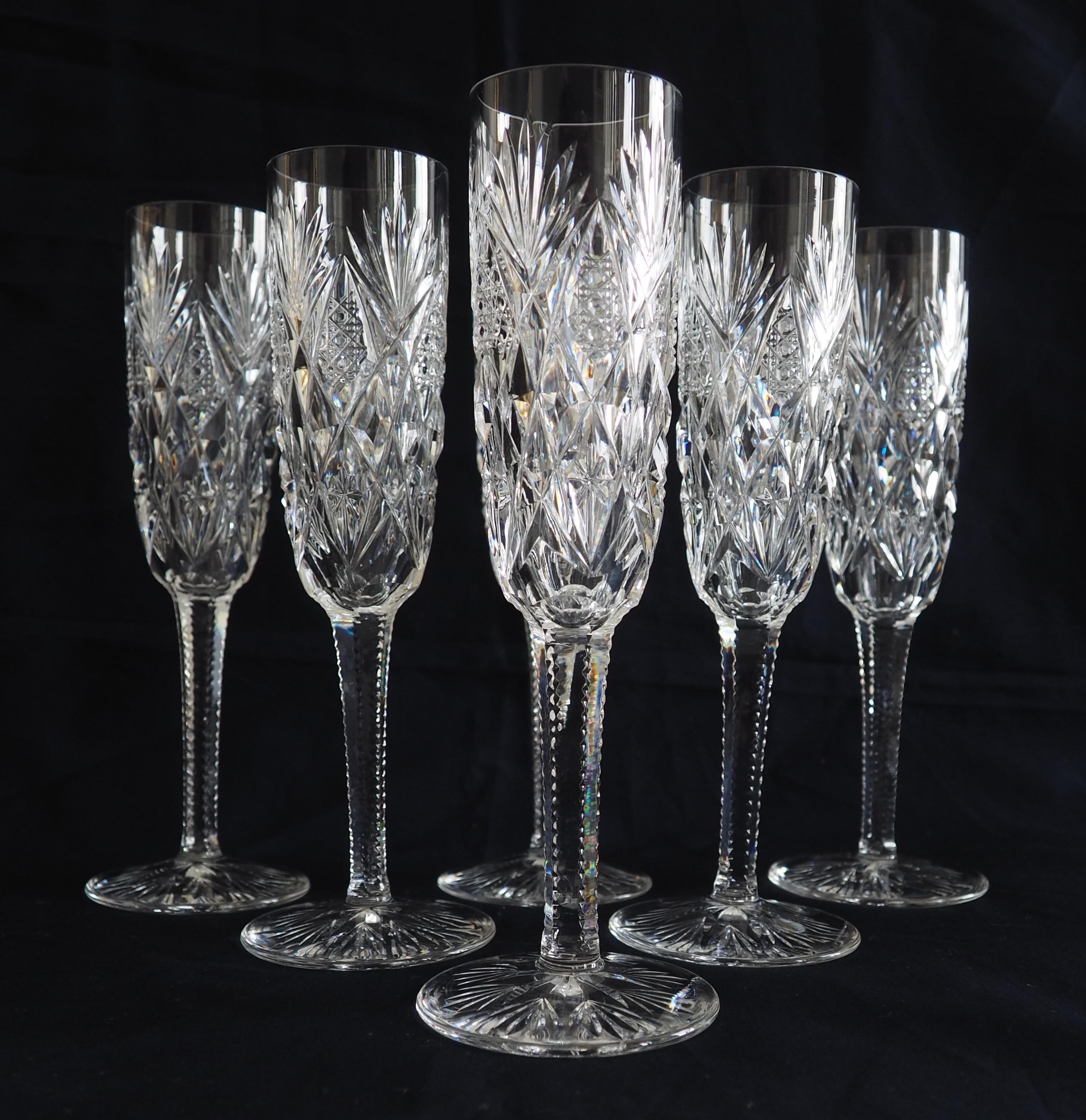 Modern Set of 24 St Louis crystal glasses (6*4), Florence pattern - signed - 6 guests